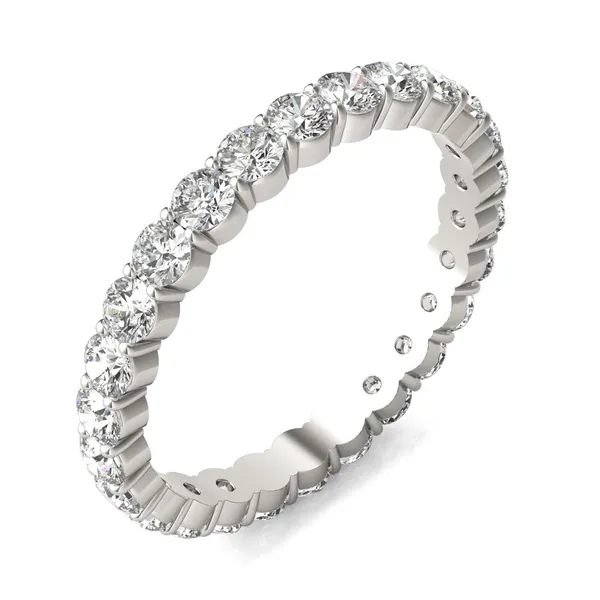 1 1/3 CTW Round Caydia Lab Grown Diamond Scallop Edge Eternity Band Ring 18K White Gold