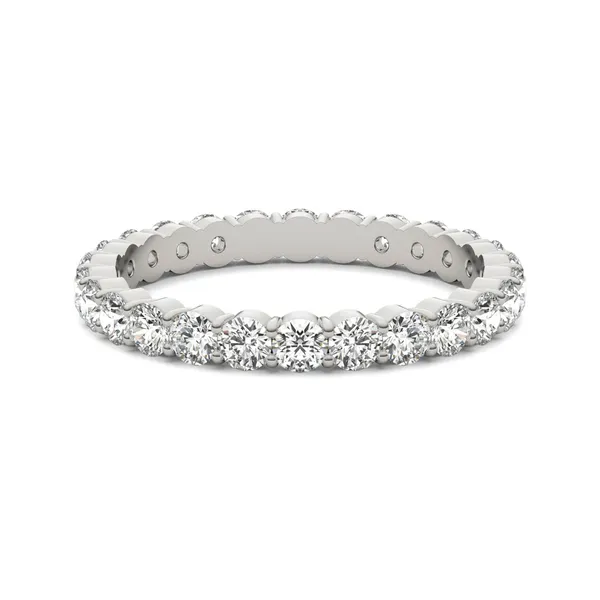 1 1/3 CTW Round Caydia Lab Grown Diamond Scallop Edge Eternity Band Ring 18K White Gold