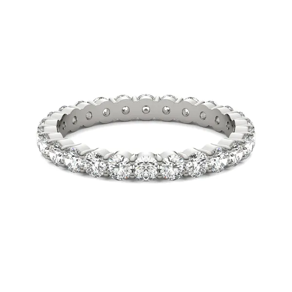 1 1/3 CTW Round Caydia Lab Grown Diamond Scallop Edge Eternity Band Ring 18K White Gold