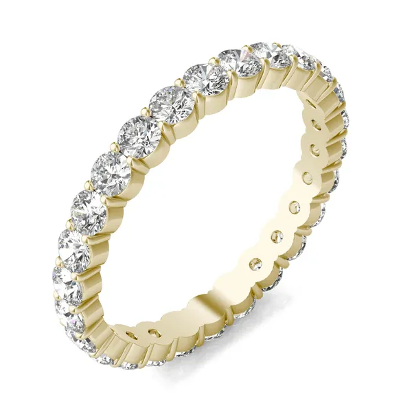 1 1/3 CTW Round Caydia Lab Grown Diamond Scallop Edge Eternity Band Ring 18K Yellow Gold