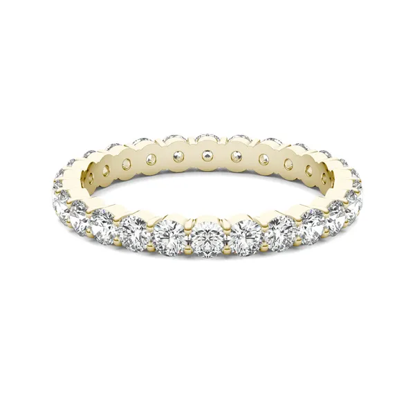 1 1/3 CTW Round Caydia Lab Grown Diamond Scallop Edge Eternity Band Ring 18K Yellow Gold