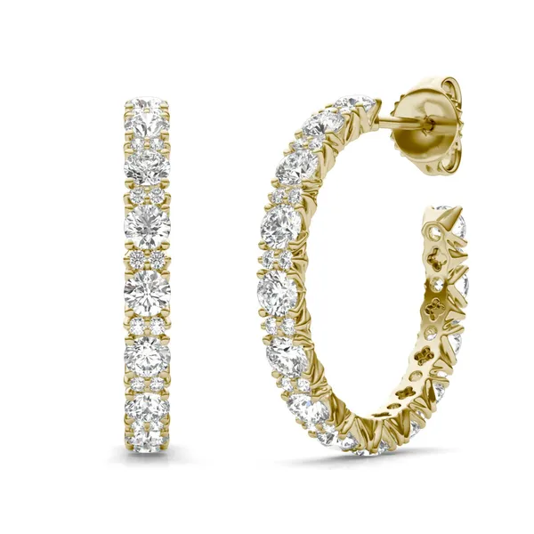 1 7/8 CTW Round Caydia Lab Grown Diamond Accented Hoop Earrings 14K Yellow Gold