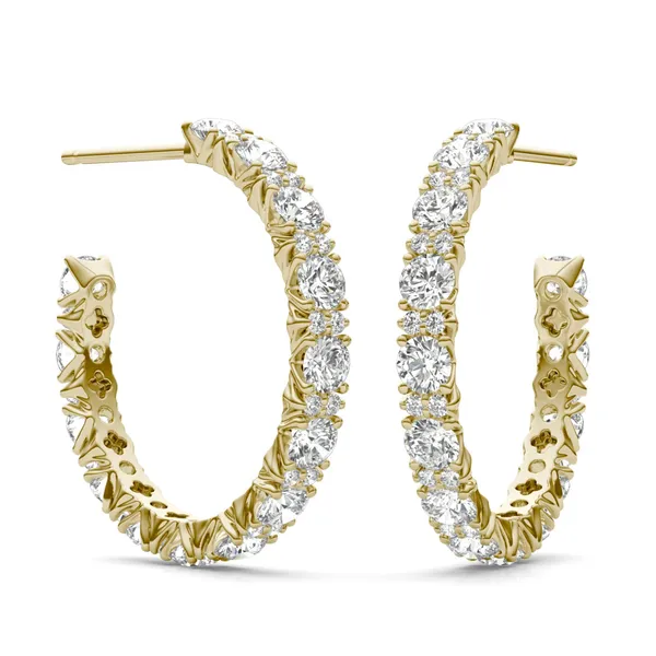 1 7/8 CTW Round Caydia Lab Grown Diamond Accented Hoop Earrings 14K Yellow Gold