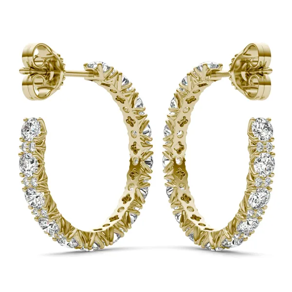 1 7/8 CTW Round Caydia Lab Grown Diamond Accented Hoop Earrings 14K Yellow Gold