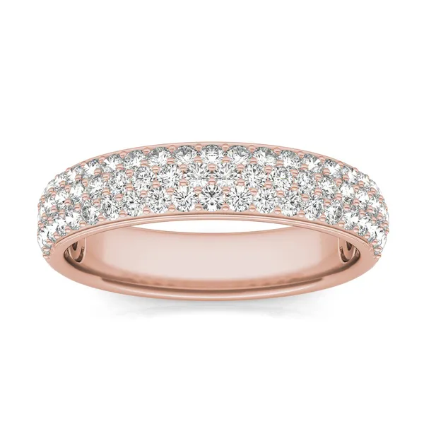 1 CTW Round Caydia Lab Grown Diamond Three Row Pave Anniversary Band 18K Rose Gold