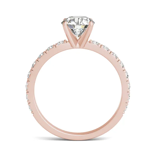 1 1/3 CTW Round Caydia Lab Grown Diamond Solitaire with Side Accents Engagement Ring 14K Rose Gold