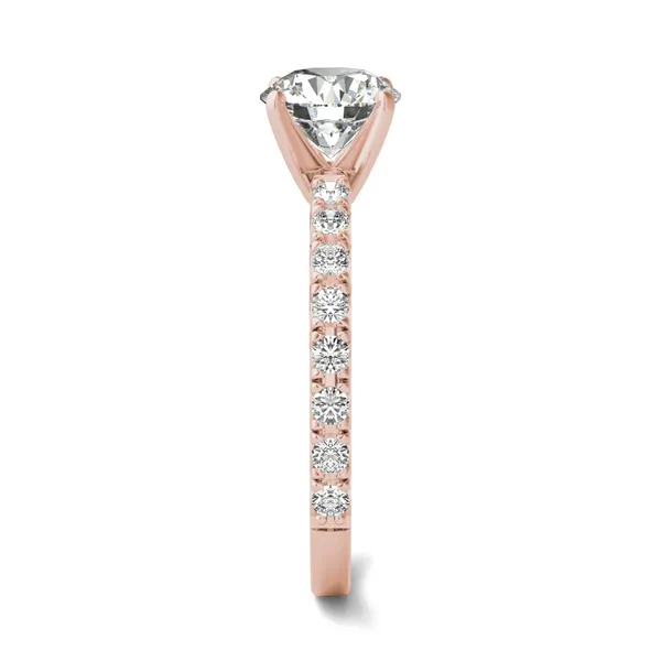 1 1/3 CTW Round Caydia Lab Grown Diamond Solitaire with Side Accents Engagement Ring 14K Rose Gold