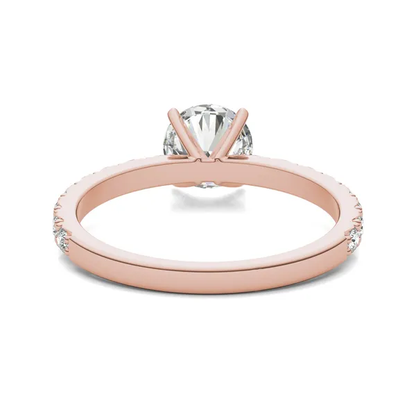 1 1/3 CTW Round Caydia Lab Grown Diamond Solitaire with Side Accents Engagement Ring 14K Rose Gold