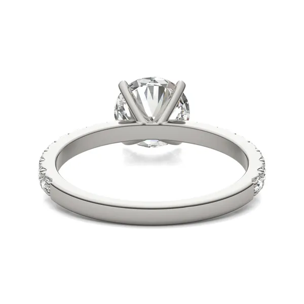 1 7/8 CTW Round Caydia Lab Grown Diamond Solitaire with Side Accents Engagement Ring 14K White Gold