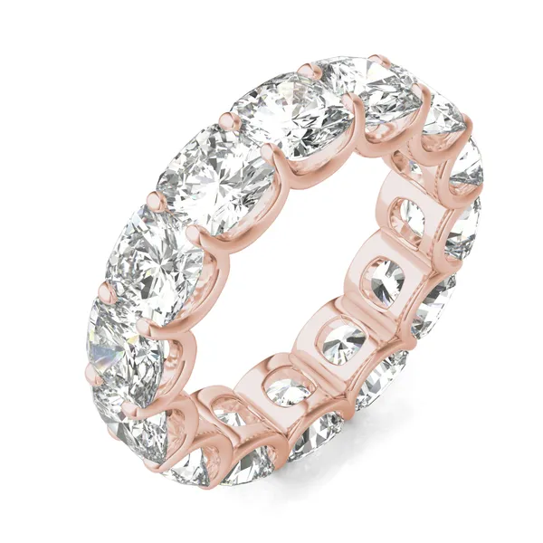 8.40 CTW DEW Cushion Forever One Moissanite Trellis Eternity Band in 14K Rose Gold