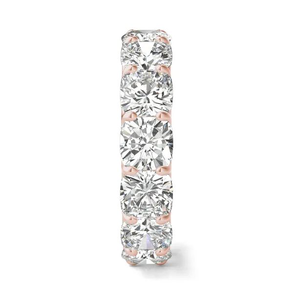 8.40 CTW DEW Cushion Forever One Moissanite Trellis Eternity Band in 14K Rose Gold