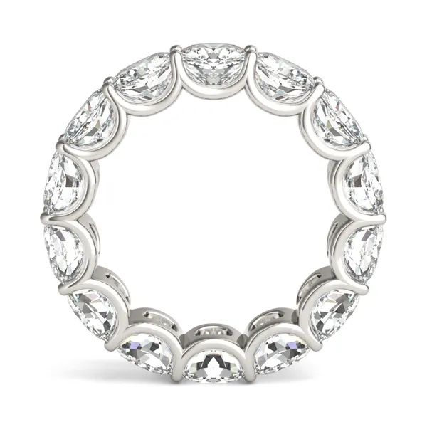 8.40 CTW DEW Cushion Forever One Moissanite Trellis Eternity Band in 14K White Gold