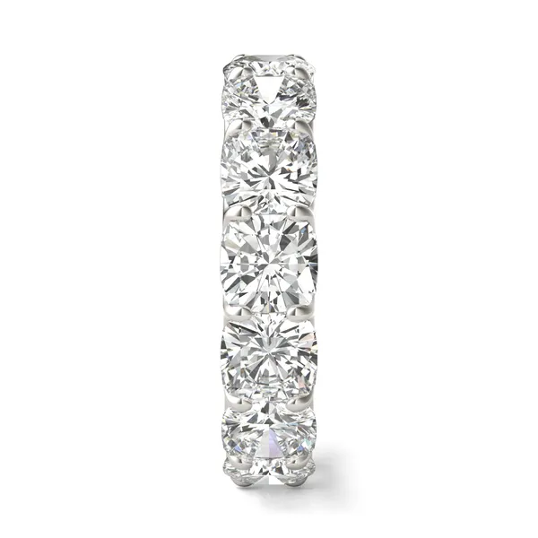 8.40 CTW DEW Cushion Forever One Moissanite Trellis Eternity Band in 14K White Gold