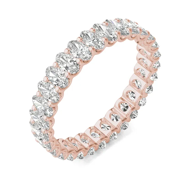 2.90 CTW DEW Oval Forever One Moissanite Trellis Eternity Band in 14K Rose Gold