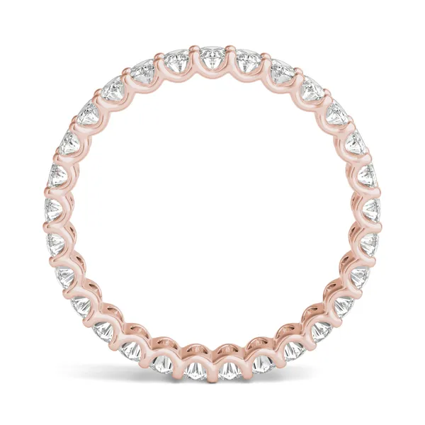 2.90 CTW DEW Oval Forever One Moissanite Trellis Eternity Band in 14K Rose Gold