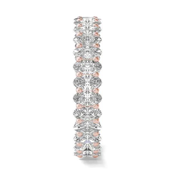 2.90 CTW DEW Oval Forever One Moissanite Trellis Eternity Band in 14K Rose Gold