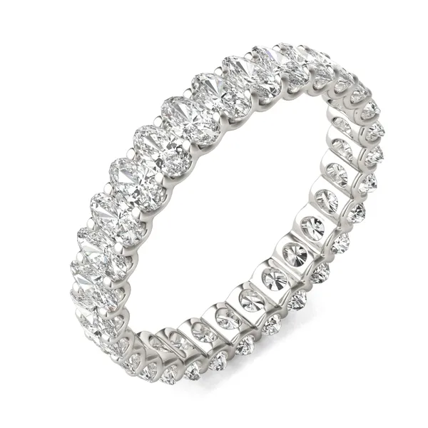2.90 CTW DEW Oval Forever One Moissanite Trellis Eternity Band in 14K White Gold