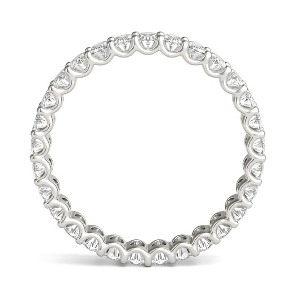 2.90 CTW DEW Oval Forever One Moissanite Trellis Eternity Band in 14K White Gold
