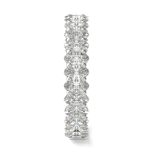 2.90 CTW DEW Oval Forever One Moissanite Trellis Eternity Band in 14K White Gold