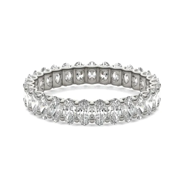 2.90 CTW DEW Oval Forever One Moissanite Trellis Eternity Band in 14K White Gold