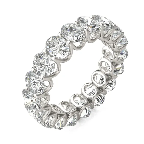 8.50 CTW DEW Oval Forever One Moissanite Trellis Eternity Band in 14K White Gold