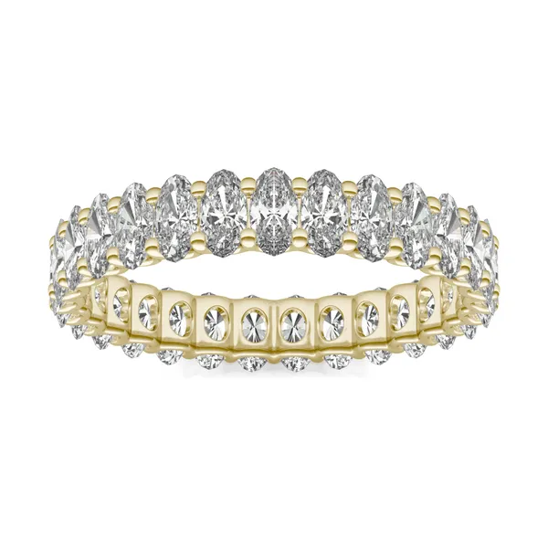 2.90 CTW DEW Oval Forever One Moissanite Trellis Eternity Band in 14K Yellow Gold