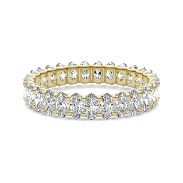 2.90 CTW DEW Oval Forever One Moissanite Trellis Eternity Band in 14K Yellow Gold