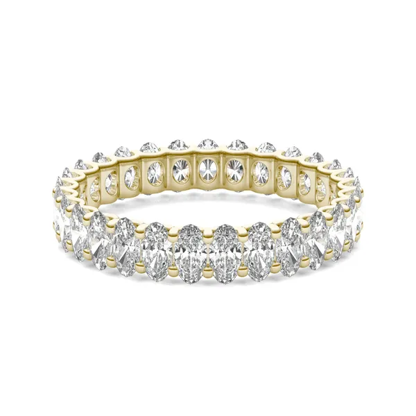 2.90 CTW DEW Oval Forever One Moissanite Trellis Eternity Band in 14K Yellow Gold