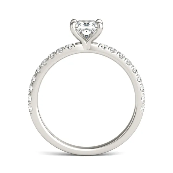 1 CTW Princess Caydia Lab Grown Diamond Side Stone Engagement Ring 14K White Gold