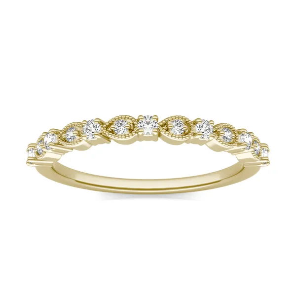 1/5 CTW Round Caydia Lab Grown Diamond Milgrain Alternating Band Ring 18K Yellow Gold