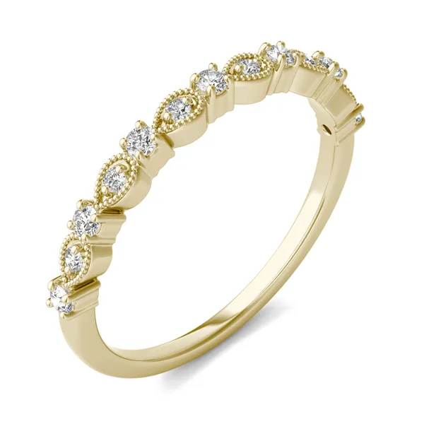 1/5 CTW Round Caydia Lab Grown Diamond Milgrain Alternating Band Ring 18K Yellow Gold