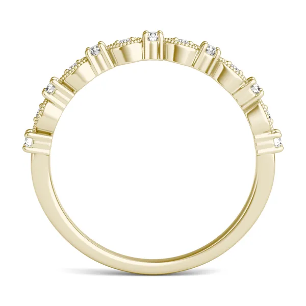 1/5 CTW Round Caydia Lab Grown Diamond Milgrain Alternating Band Ring 18K Yellow Gold