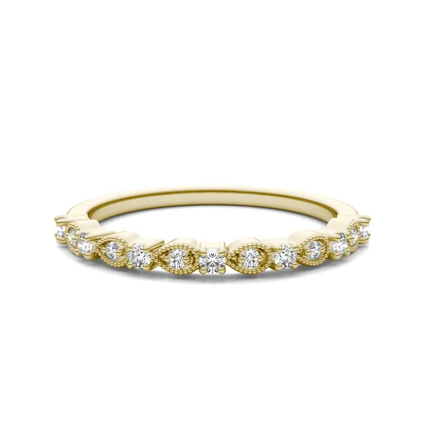 1/5 CTW Round Caydia Lab Grown Diamond Milgrain Alternating Band Ring 18K Yellow Gold