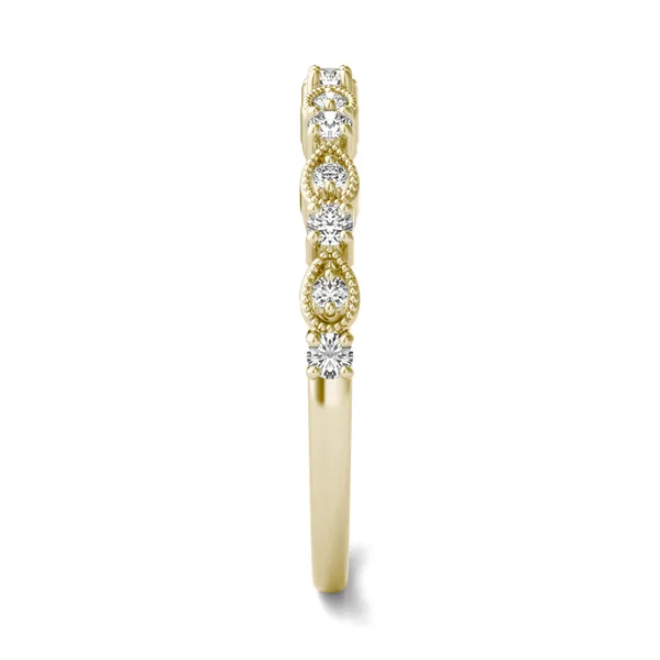 1/5 CTW Round Caydia Lab Grown Diamond Milgrain Alternating Band Ring 18K Yellow Gold