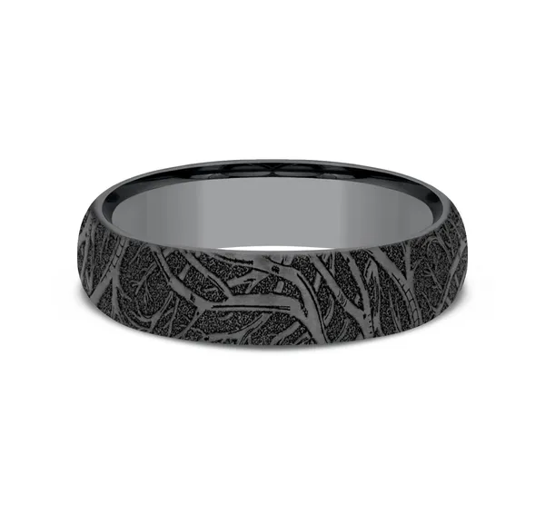 6.0mm Forest Patterned Mens Band in Dark Tantalum