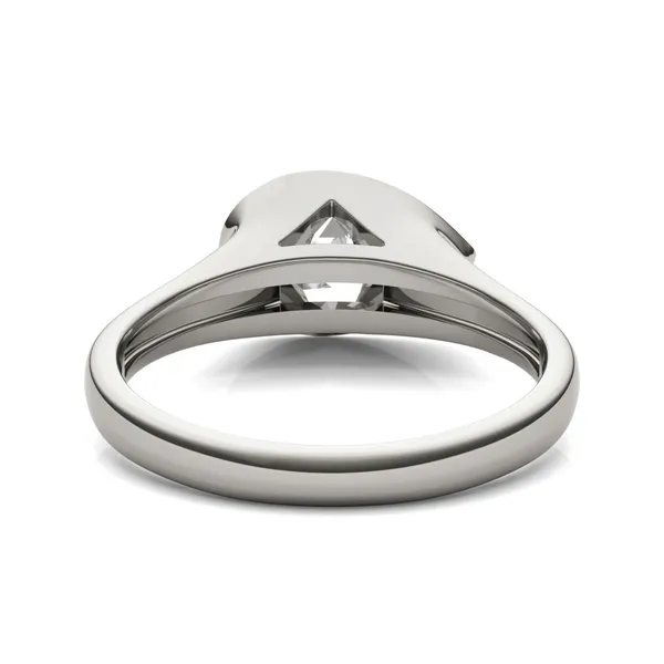 2.10 CTW DEW Pear Forever One Moissanite Bezel Set Solitaire Ring 14K White Gold