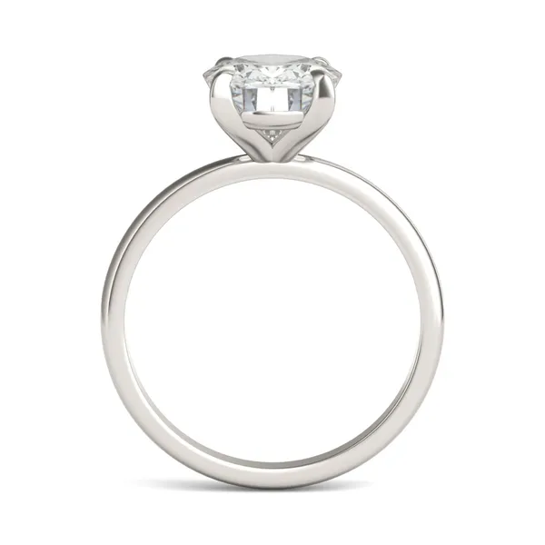 2.50 CTW DEW Elongated Oval Moissanite Solitaire Engagement Ring in 14K White Gold