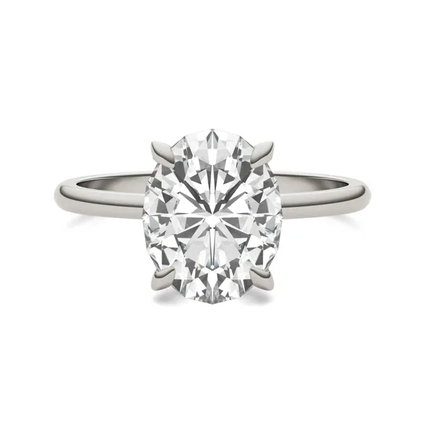 2.50 CTW DEW Elongated Oval Moissanite Solitaire Engagement Ring in 14K White Gold