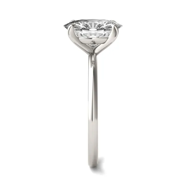 2.50 CTW DEW Elongated Oval Moissanite Solitaire Engagement Ring in 14K White Gold