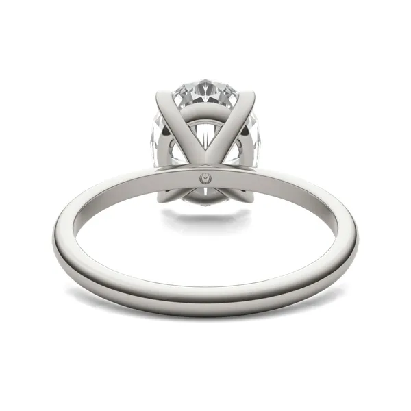 2.50 CTW DEW Elongated Oval Moissanite Solitaire Engagement Ring in 14K White Gold