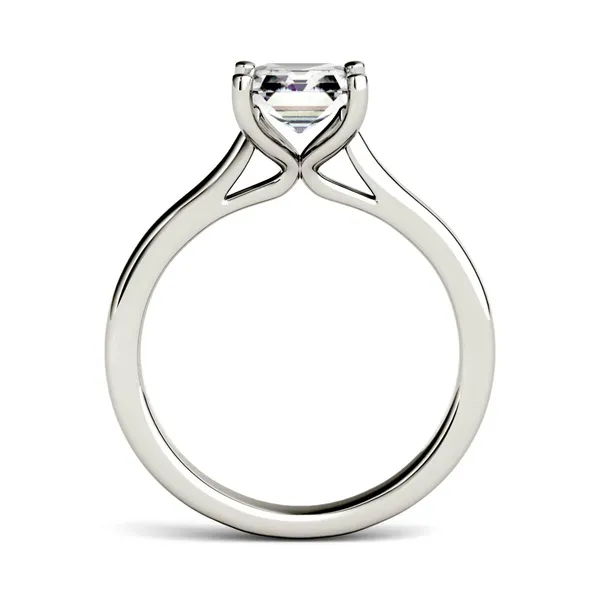 Forever One 1.30CTW Asscher Colorless Moissanite Solitaire Engagement Ring in 14K White Gold