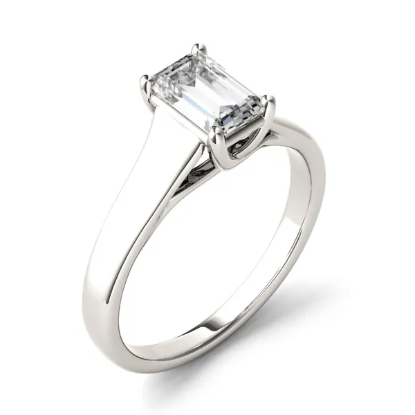 1.01 CTW DEW Emerald Forever One Moissanite Solitaire Engagement Ring in 14K White Gold