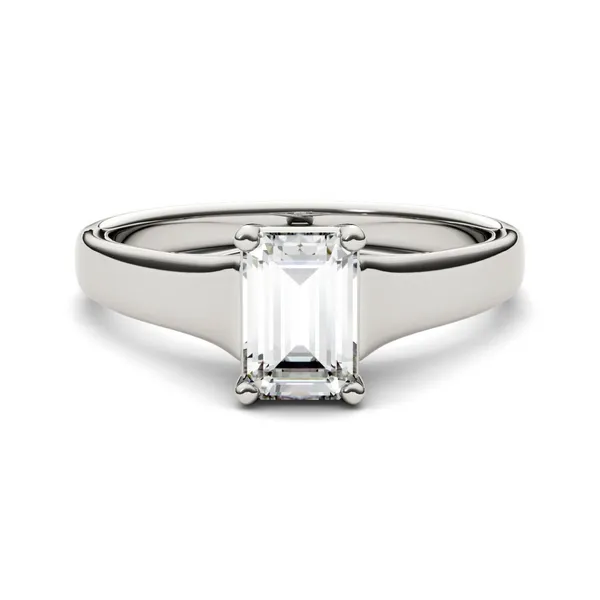 1.01 CTW DEW Emerald Forever One Moissanite Solitaire Engagement Ring in 14K White Gold