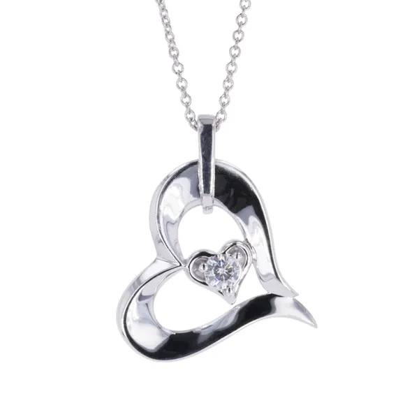 0.13 CTW DEW Moissanite Double Heart Pendant in Sterling Silver