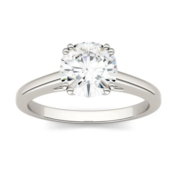 1.50 CTW DEW Round Forever One Moissanite Double Prong Solitaire Engagement Ring in 14K White Gold
