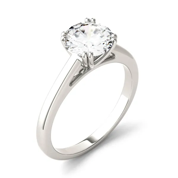 1.50 CTW DEW Round Forever One Moissanite Double Prong Solitaire Engagement Ring in 14K White Gold