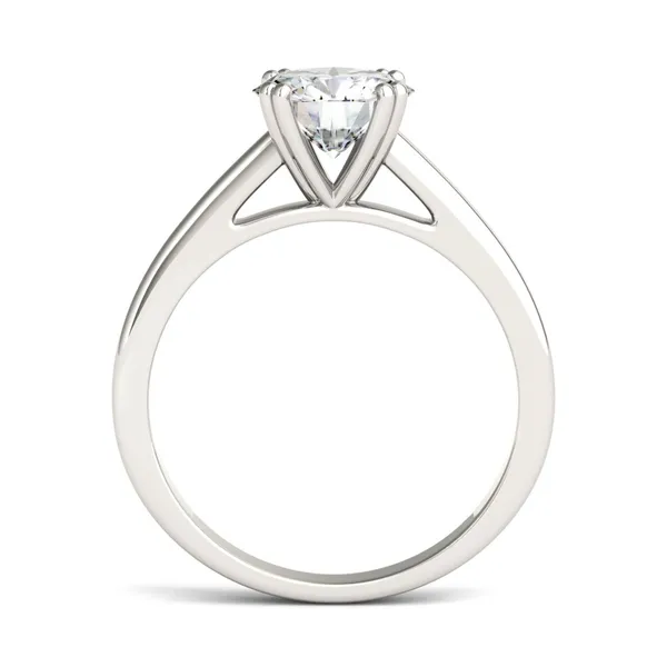 1.50 CTW DEW Round Forever One Moissanite Double Prong Solitaire Engagement Ring in 14K White Gold