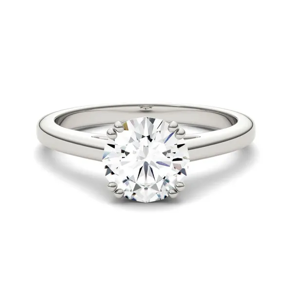 1.50 CTW DEW Round Forever One Moissanite Double Prong Solitaire Engagement Ring in 14K White Gold