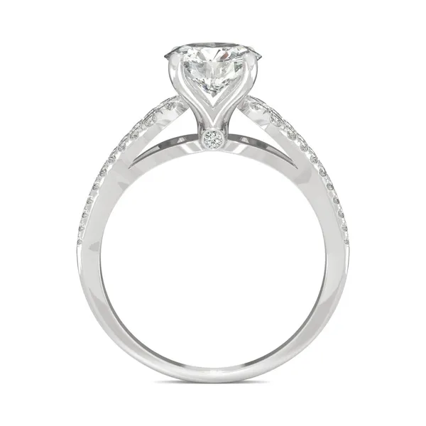 2.18 CTW DEW Round Forever One Moissanite Love Knot Engagement Ring in 14K White Gold