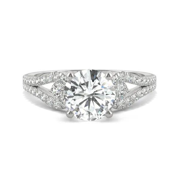 2.18 CTW DEW Round Forever One Moissanite Love Knot Engagement Ring in 14K White Gold